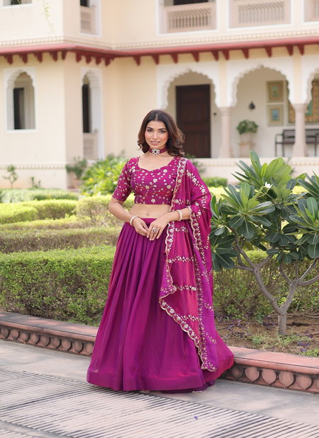 KA 5053 Fendi Silk Lehenga With Blouse Dupatta Wholesale Online